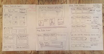 Rough sketch wireframes of workflows