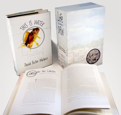 Book cover, book interior, and set box, all depicting a magnifying glass design and figure label over blurry photographs.