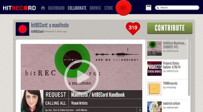 Screenshot of hitRECord manifesto collaboration.